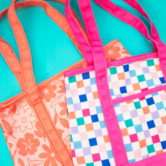 13" x 6" Checker Print Tote Bag